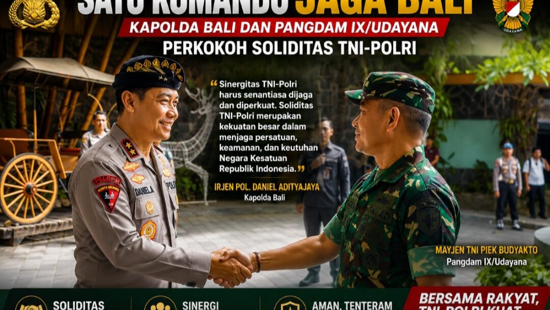 Satu Komando Jaga Bali! Kapolda Bali dan Pangdam IX/Udayana Perkokoh Soliditas TNI-Polri, Tegaskan Komitmen Jaga Keamanan, Persatuan, dan Stabilitas NKRI