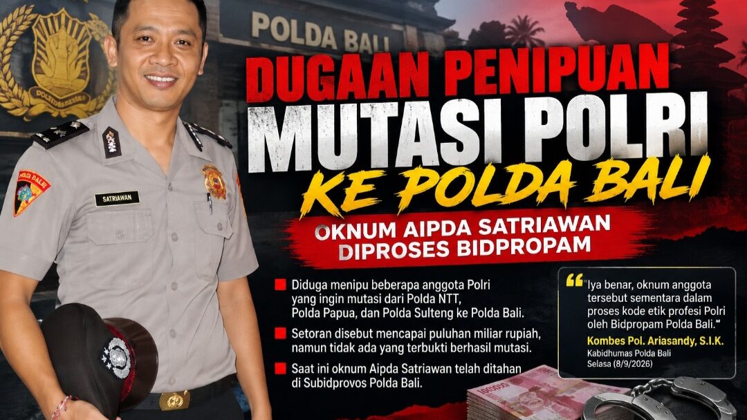 Dugaan Setoran Mutasi Polri Terbongkar, Oknum Polda Bali Kini Diproses Bidpropam